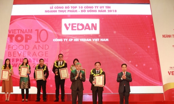 Vedan Việt Nam được vinh danh trong Top 10 Công ty thực phẩm uy tín ngành thực phẩm – đồ uống năm 2018 